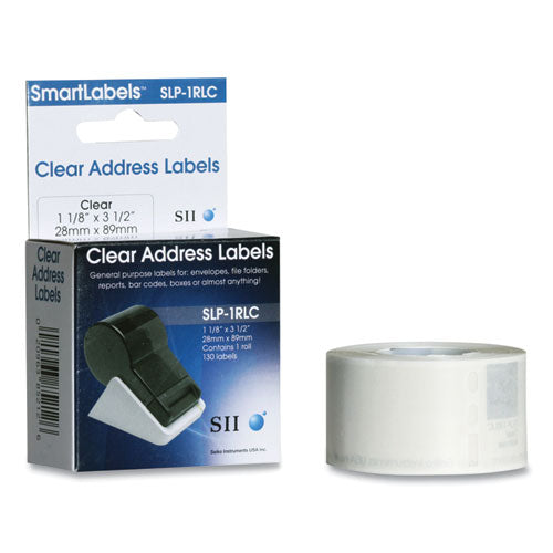 SLP-2RLC Self-Adhesive Address Labels, 1.12" x 3.5", Clear, 130 Labels/Roll, 2 Rolls/Box-(SKPSLP2RLC)