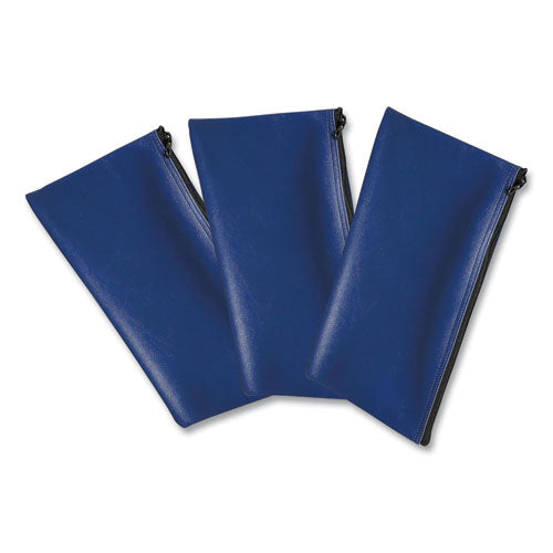 Multipurpose Zipper Deposit Bags, Polyester, 11.3 x 6.3, Blue, 3/Pack-(HWL6503)