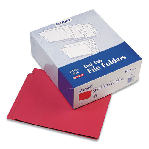 Colored End Tab Folders with Reinforced Double-Ply Straight Cut Tabs, Letter Size, 0.75" Expansion, Red, 100/Box-(PFXH110DR)