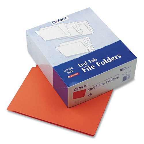 Colored End Tab Folders with Reinforced Double-Ply Straight Cut Tabs, Letter Size, 0.75" Expansion, Orange, 100/Box-(PFXH110DOR)