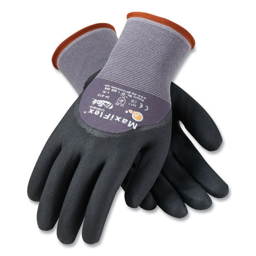 Ultimate Seamless Knit Nylon Gloves, Nitrile Coated MicroFoam Grip on Palm, Fingers and Knuckles, X-Large, Gray, 12 Pairs-(PID34875XL)