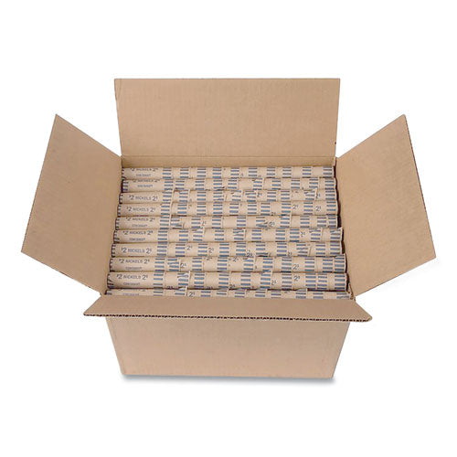 Preformed Tubular Coin Wrappers, Nickels, $2, 1000 Wrappers/Box-(PQP23005)