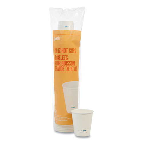 White Paper Hot Cups, 10 oz, 50/Pack-(PRK24431638)