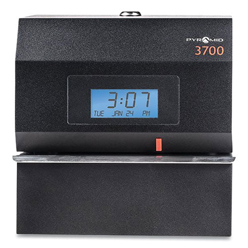 3700 Heavy-Duty Time Clock and Document Stamp, LCD Display, Black-(PTI3700)