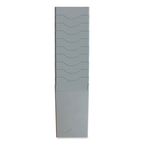 Time Card Rack, 10 Pockets, Plastic, Light Gray-(PTI40010)