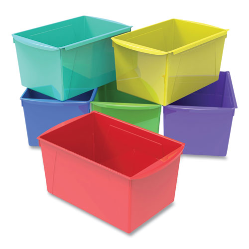 Double XL Wide Interlocking Book Bins, 9.2" x 14.5" x 7", Assorted Bright Colors, 6/Carton-(STX71126E06C)