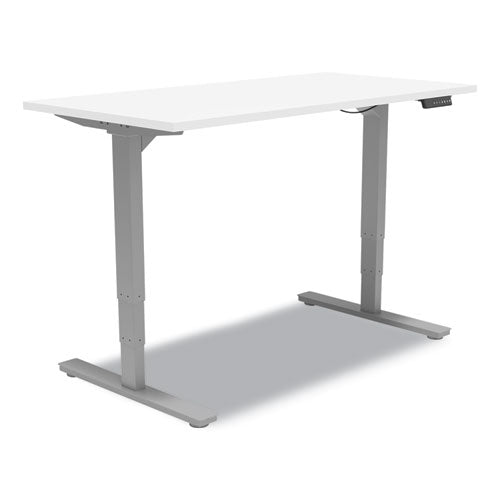 Essentials Electric Sit-Stand Desk, 55.1" x 27.5" x 25.9" to 51.5", White/Aluminum-(UOS24388476)