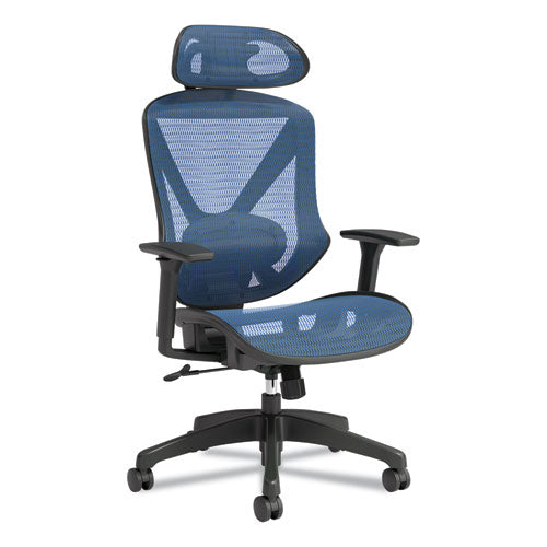 FlexFit Dexley Mesh Task Chair, Supports Up to 275 lb, Blue Seat/Back, Black Base-(UOS24442486)