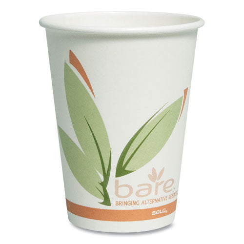 Bare Eco-Forward Recycled Content PCF Paper Hot Cups, 12 oz, Green/White/Beige, 1,000/Carton-(SCC412RCN)