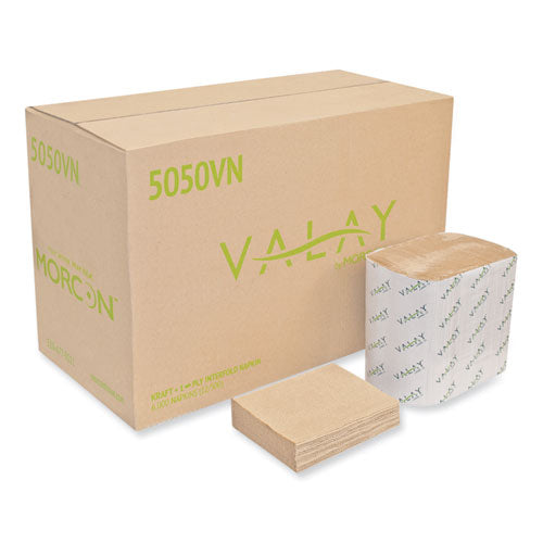 Valay Interfolded Napkins, 1-Ply, 6.3 x 8.85, Kraft, 6,000/Carton-(MOR5050VN)