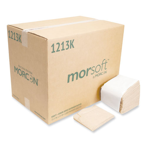 Morsoft Dispenser Napkins, 1-Ply, 11.5 x 13, Kraft, 250/Pack, 24 Packs/Carton-(MORD1213K)