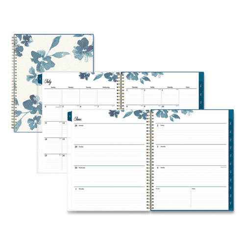 Bakah Blue Academic Year Weekly/Monthly Planner, Floral Artwork, 11 x 8.5, Blue/White Cover, 12-Month (July-June): 2022-2023-(BLS131951)