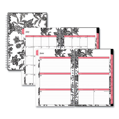Analeis Create-Your-Own Cover Weekly/Monthly Planner, Floral, 8 x 5, White/Black/Coral, 12-Month (July to June): 2022 to 2023-(BLS130608)