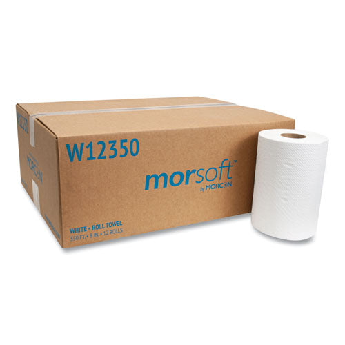 Morsoft Universal Roll Towels, 1-Ply, 8" x 350 ft, White, 12 Rolls/Carton-(MORW12350)