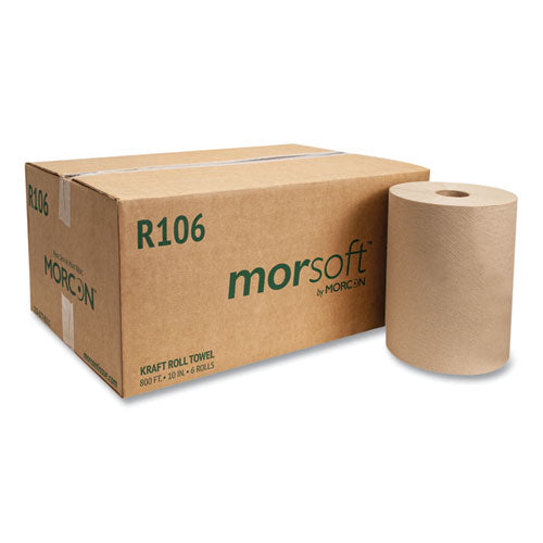 10 Inch Roll Towels, 1-Ply, 10" x 800 ft, Kraft, 6 Rolls/Carton-(MORR106)