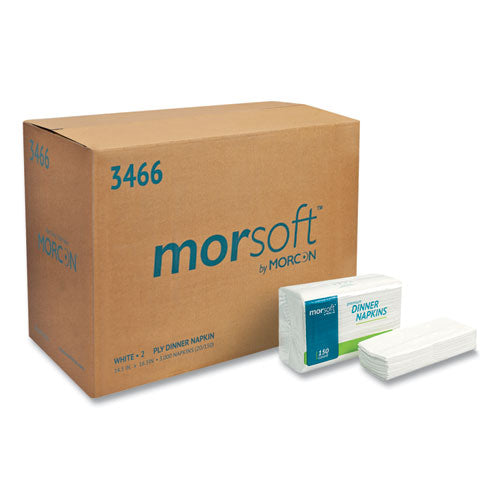 Morsoft Dinner Napkins, 2-Ply, 14.5 x 16.5, White, 3,000/Carton-(MOR3466)