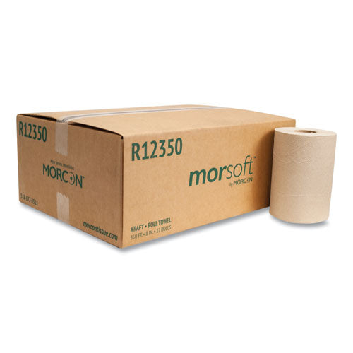 Morsoft Universal Roll Towels, 1-Ply, 8" x 350 ft, Brown, 12 Rolls/Carton-(MORR12350)