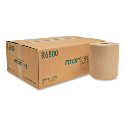 Morsoft Universal Roll Towels, 1-Ply, 8" x 800 ft, Brown, 6 Rolls/Carton-(MORR6800)