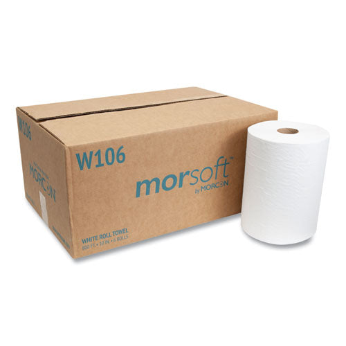 10 Inch Roll Towels, 1-Ply, 10" x 800 ft, White, 6 Rolls/Carton-(MORW106)
