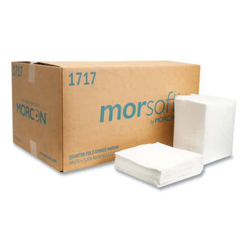 Morsoft Dinner Napkins, 1-Ply, 16 x 16, White, 250/Pack, 12 Packs/Carton-(MOR1717)