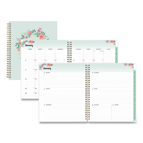 Laurel Weekly/Monthly Planner, Laurel Floral Artwork, 9 x 7, Green/Pink/Orange Cover, 12-Month (Jan to Dec): 2023-(BLS135843)