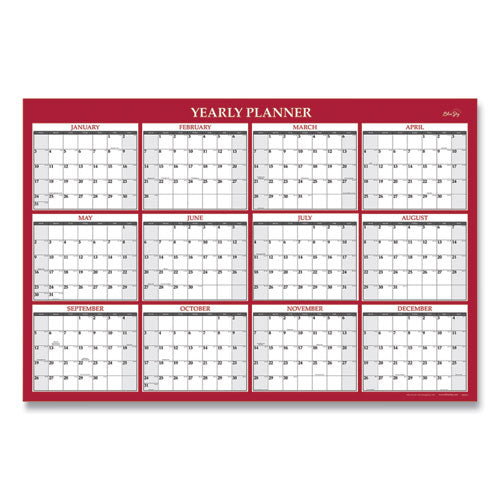 Classic Red Laminated Erasable Wall Calendar, Classic Red Artwork, 48 x 32, White/Red/Gray Sheets, 12-Month (Jan-Dec): 2023-(BLS100034)