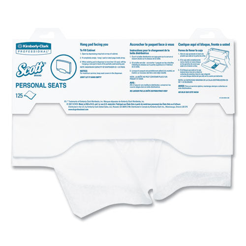 Personal Seats Sanitary Toilet Seat Covers, 15 x 18, White, 125/Pack-(KCC07410PK)