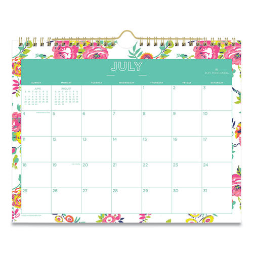 Day Designer Peyton Academic Wall Calendar, Floral Artwork, 11 x 8.75, White Sheets, 12-Month (July-June): 2022-2023-(BLS107936)