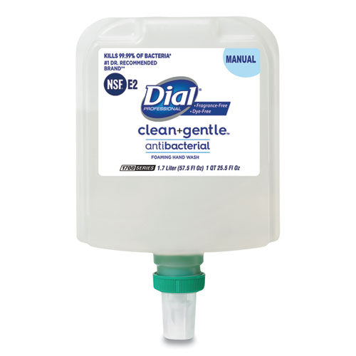 Clean+Gentle Antibacterial Foaming Hand Wash Refill for Dial 1700 Dispenser, Fragrance Free, 1.7 L, 3/Carton-(DIA32088CT)