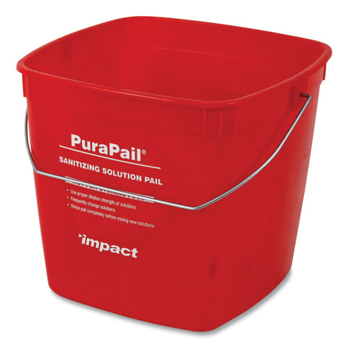 PuraPail Sanitizing Bucket, 6 qt, Polyethylene, Red-(IMP55066SEA)