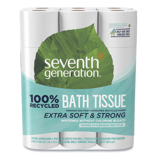 100% Recycled Bathroom Tissue, Septic Safe, 2-Ply, White, 240 Sheets/Roll, 24/Pack-(SEV13738)