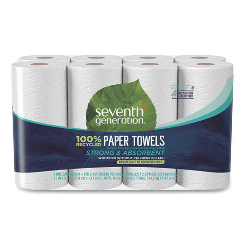 100% Recycled Paper Kitchen Towel Rolls, 2-Ply, 11 x 5.4, 156 Sheets/Rolls, 32 Rolls/Carton-(SEV13739CT)