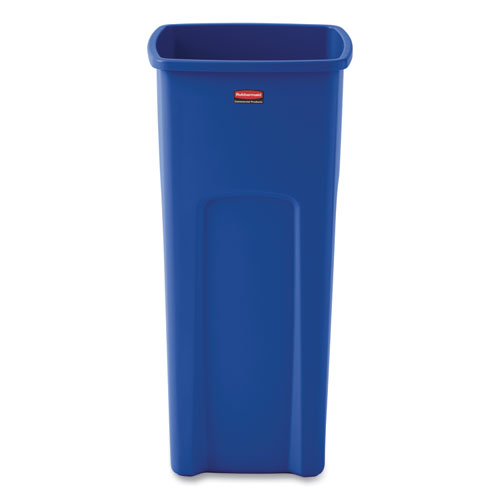 Untouchable Square Waste Receptacle, 23 gal, Plastic, Blue-(RCP356973BE)