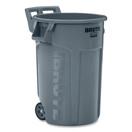 Vented Wheeled Brute Container, 44 gal, Plastic, Gray-(RCP2131929)
