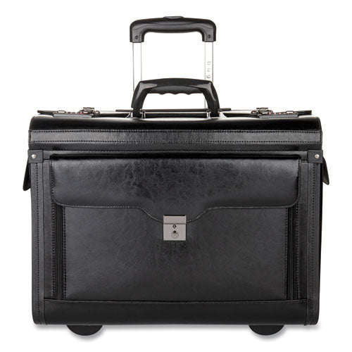 Catalog Case on Wheels, Fits Devices Up to 17.3", Leather, 19 x 9 x 15.5, Black-(BND546110BLK)