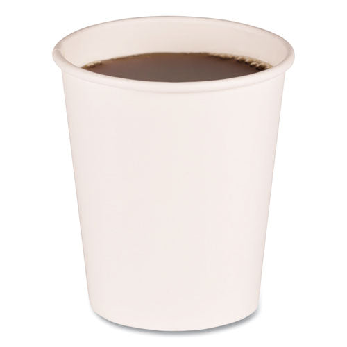 Paper Hot Cups, 8 oz, White, 20 Cups/Sleeve, 50 Sleeves/Carton-(BWKWHT8HCUP)