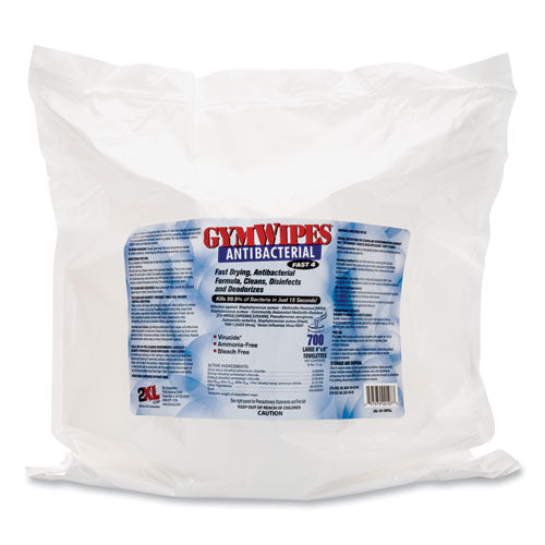 Antibacterial Gym Wipes Refill, 1-Ply, 6 x 8, Unscented, White, 700 Wipes/Pack, 4 Packs/Carton-(TXLL101)