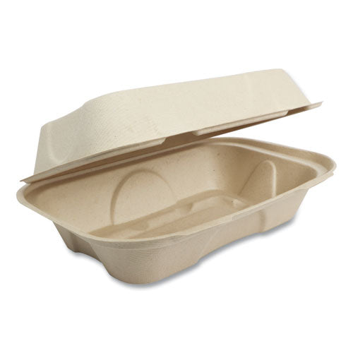 Fiber Hinged Hoagie Box Containers, 9 x 6 x 3, Natural, Paper, 500/Carton-(WORTOSCUHB)