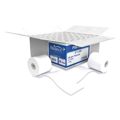 Thermal Cash Register/POS Roll, 3" x 80 ft, White, 36/Carton-(AIP3555)