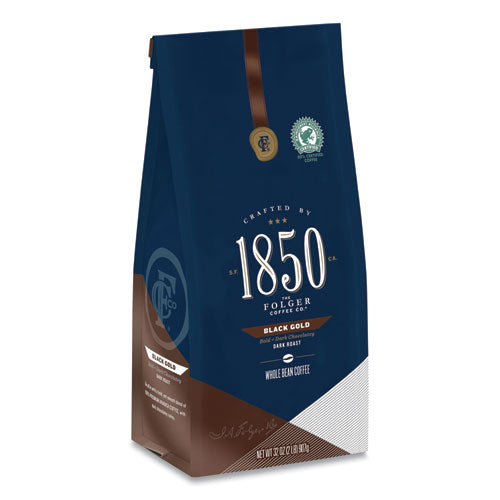 Coffee, Black Gold, Dark Roast, Whole Bean, 2 lb Bag-(FOLSMU21522)