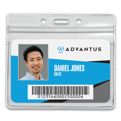 Resealable ID Badge Holders, Horizontal, Frosted 4.13" x 3.75" Holder, 3.75" x 2.62" Insert, 50/Pack-(AVT75523)