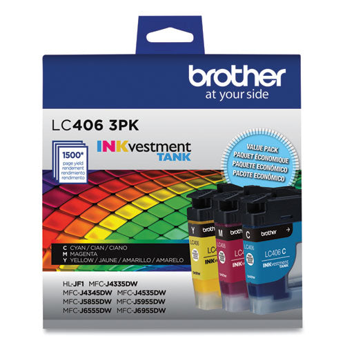 LC4063PK INKvestment Ink, 1,500 Page-Yield, Cyan/Magenta/Yellow, 3 Pack-(BRTLC4063PKS)