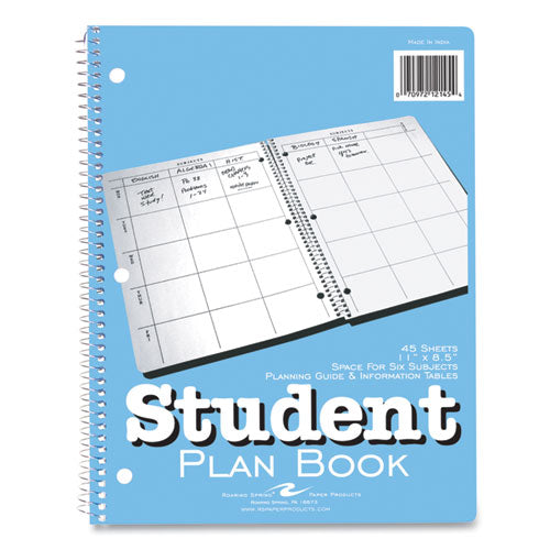 Student Plan Book, 40-Weeks: Six-Subject Day, Blue/White Cover, (100) 11 x 8.5 Sheets-(ROA12145)