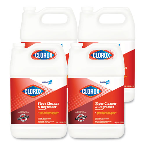 Professional Floor Cleaner and Degreaser Concentrate, 1 gal Bottle, 4/Carton-(CLO30892CT)