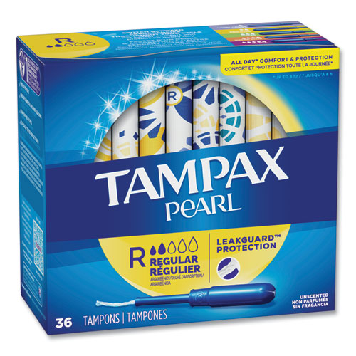 Pearl Tampons, Regular, 36/Box, 12 Box/Carton-(PGC71127)