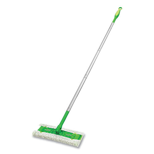 Sweeper Mop, 10 x 4.8 White Cloth Head, 46" Green/Silver Aluminum/Plastic Handle-(PGC09060EA)
