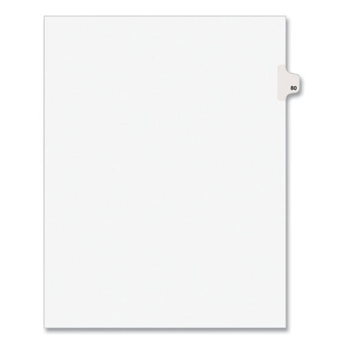 Preprinted Legal Exhibit Side Tab Index Dividers, Avery Style, 10-Tab, 80, 11 x 8.5, White, 25/Pack, (1080)-(AVE01080)