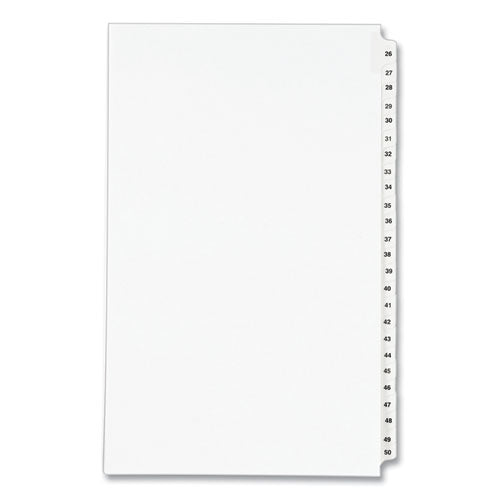 Preprinted Legal Exhibit Side Tab Index Dividers, Avery Style, 25-Tab, 26 to 50, 14 x 8.5, White, 1 Set, (1431)-(AVE01431)