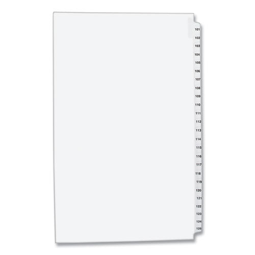 Preprinted Legal Exhibit Side Tab Index Dividers, Avery Style, 25-Tab, 101 to 125, 14 x 8.5, White, 1 Set-(AVE01434)