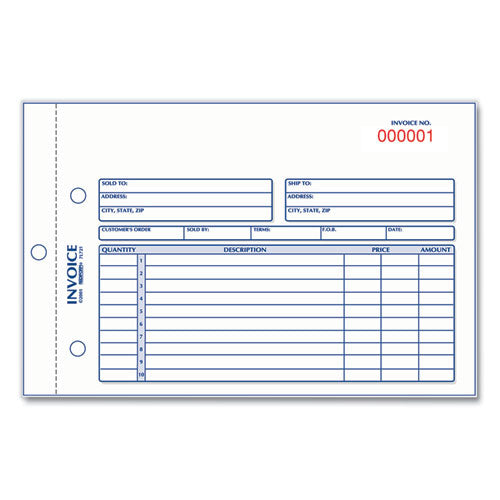 Invoice Book, Two-Part Carbonless, 5.5 x 7.88, 50 Forms Total-(RED7L721)